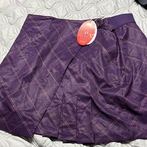 Greg Norman Collection Purple Checkered Mini Skirt